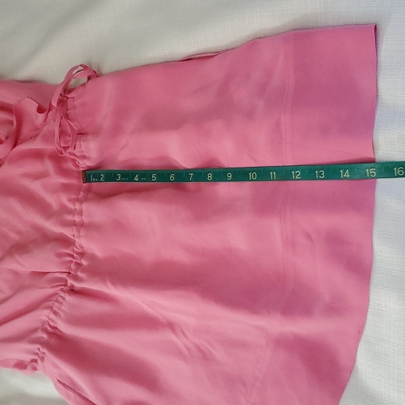 Banana Republic Dress Size 8 Pink Ruffle Drawstring 100% Silk - Picture 12 of 12